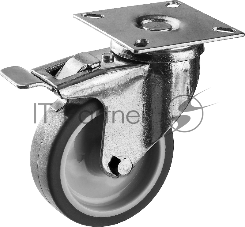 Колесо поворотное с тормозом d=75 мм, г/п 60 кг, термопластич. резина/полипропилен, ЗУБР Профессионал