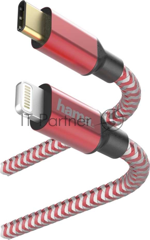 Кабель Hama 00183310 Lightning USB Type-C (m) 1.5м красный