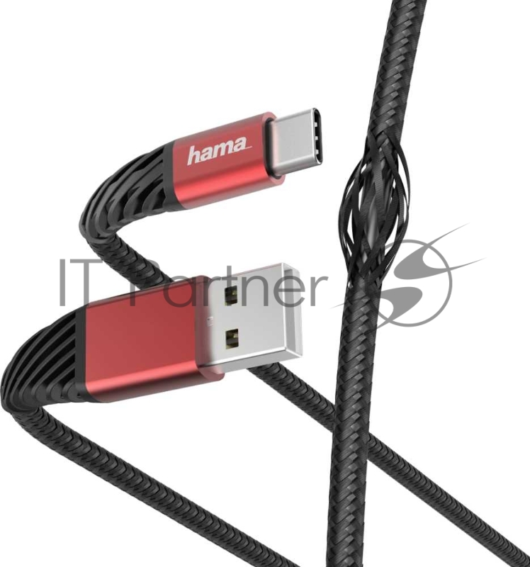 Кабель Hama 00187218 USB Type-C (m) угловой USB 2.0 (m) угловой 1.5м черный/красный