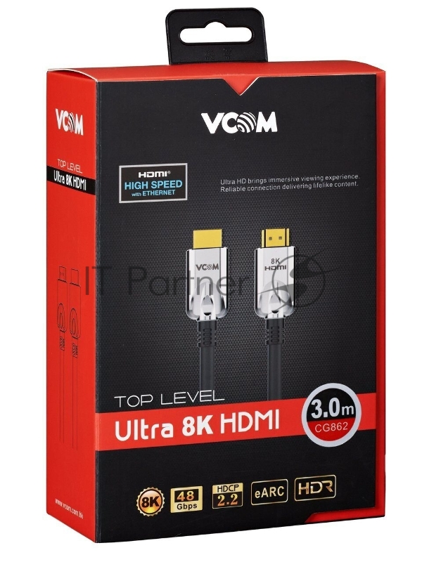 Кабель HDMI 19M/M,ver. 2.1, 8K@60 Hz 3m VCOM <CG862-3M>