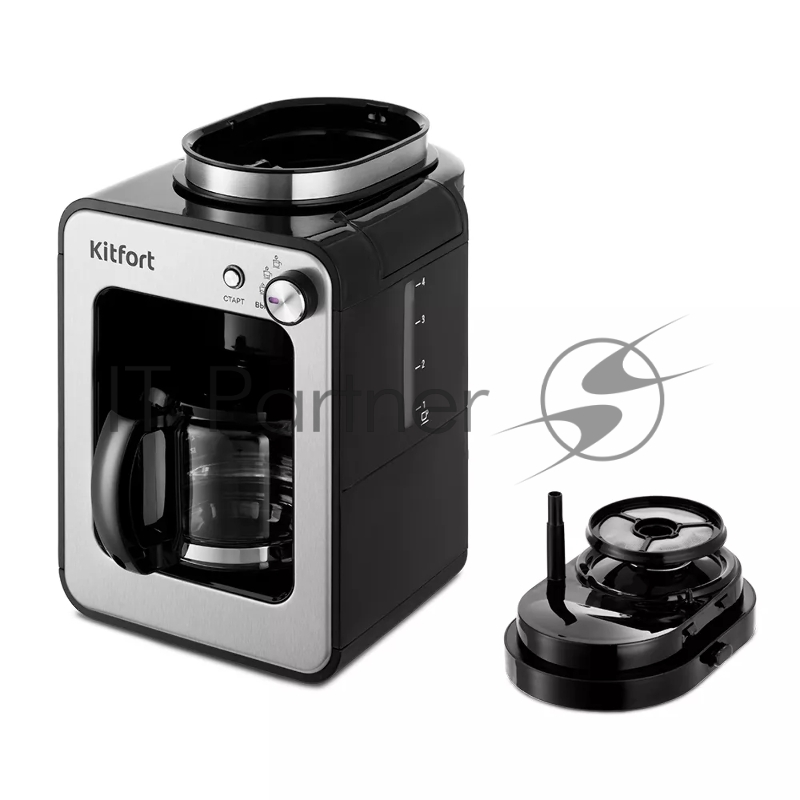 Кофеварка капельная Kitfort КТ-777 600Вт черный/нержавеющая сталь