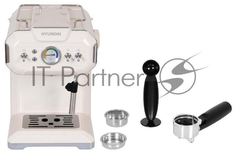 Кофеварка эспрессо Hyundai HEM-5300 850Вт бежевый/серебристый