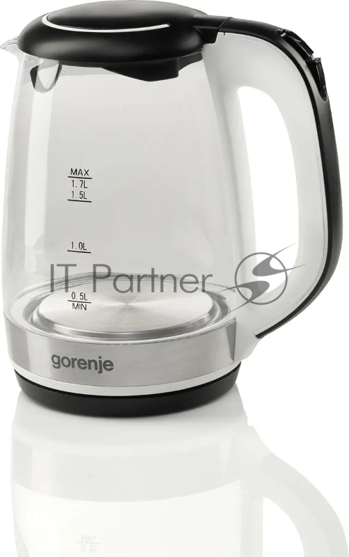Чайник электрический Gorenje K17GLBWGOR 1.7л. 2200Вт черный (корпус: стекло)