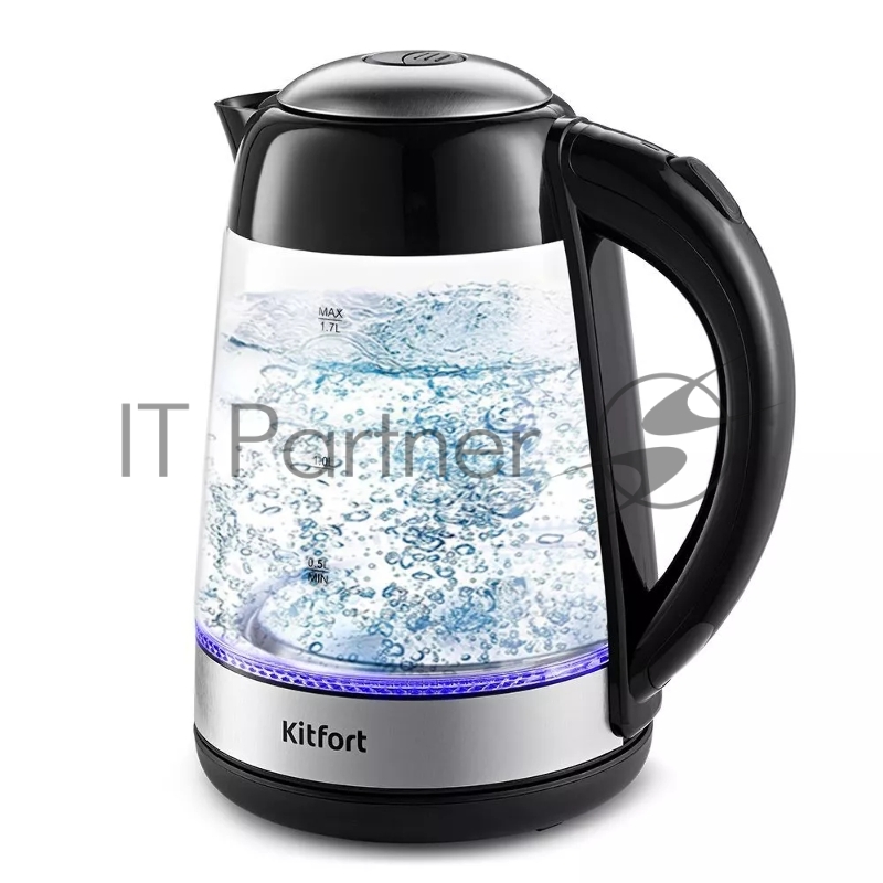 Чайник электрический Kitfort КТ-6125 1.7л. 2200Вт черный (корпус: стекло)