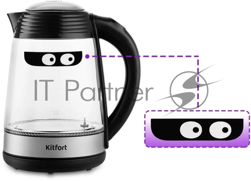 Чайник электрический Kitfort КТ-6126 1.7л. 2200Вт черный (корпус: стекло)