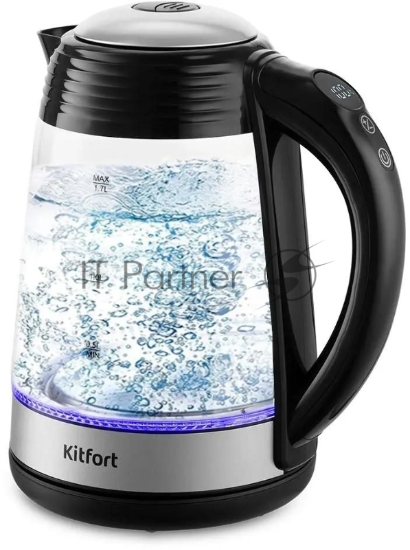 Чайник электрический Kitfort КТ-6126 1.7л. 2200Вт черный (корпус: стекло)