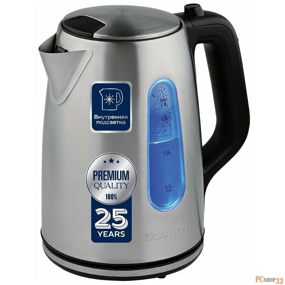 Чайник электрический Scarlett SC-EK21S101 1.8л. 2200Вт серебристый (корпус: нержавеющая сталь)