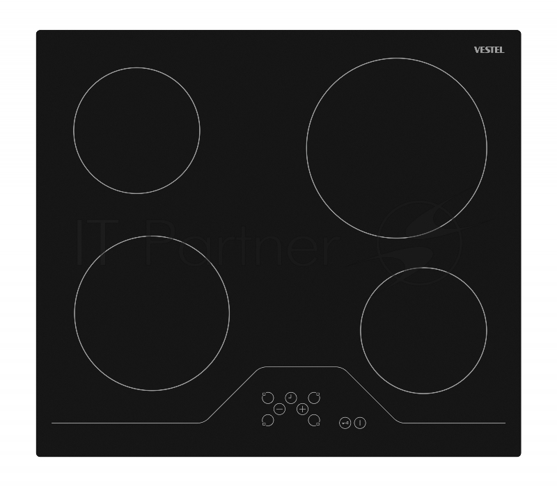 Встраиваемая электрическая варочная панель Vestel,HiLight,2 x 145 мм 1200 Вт,1 x 180 мм 1700 Вт, 1 x 210 мм 1800 Вт,Таймер,Сенсорное управление, индикатор остаточного тепла,блокировка от детей, блокировка управления, автоотключение,Размеры (ВхШхГ),