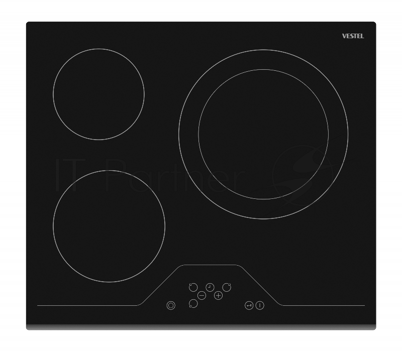 Встраиваемая электрическая варочная панель Vestel,Электрическая варочная поверхность HiLight,1 x 145 мм 1200 Вт,1 x 180 мм 1700 Вт,1 x 290 мм двойная 1800 Вт/2700 Вт,Таймер,Сенсорное управление, индикатор остаточного тепла,