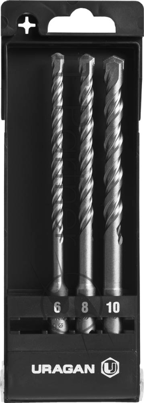 Набор буров SDS-plus 3 шт: 6 x 160, 8 x 160, 10 x 160 мм URAGAN