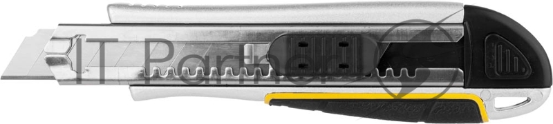 Нож JCB с сегментированным лезвием, метал обрезиненный корпус, автостоп, допфиксатор, кассета на 5 лезвий, 18мм