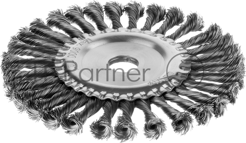 Щетка дисковая для УШМ, жгутированная стальная проволока 0,5 мм, d=175 мм, MIRAX 35140-175