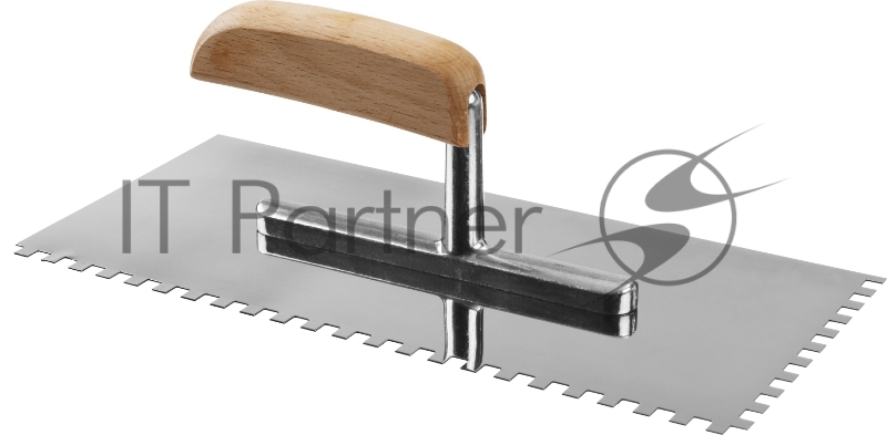 Гладилка ЗУБР Эксперт 130х280 мм, 6х6 мм, гладилка штукатурная зубчатая нержавеющая с деревянной буковой ручкой. Серия Профессионал.