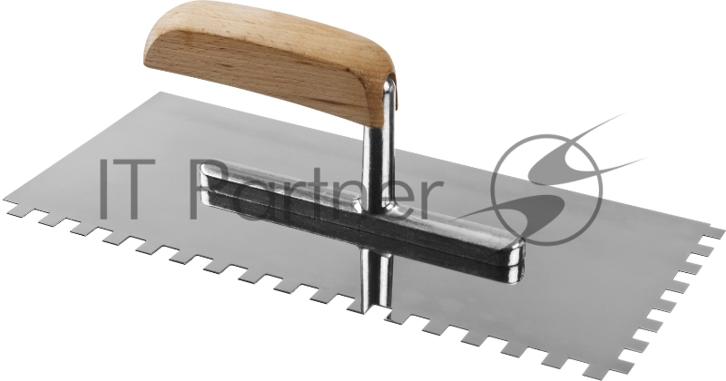 Гладилка ЗУБР Эксперт 130х280 мм, 8х8 мм, гладилка штукатурная зубчатая нержавеющая с деревянной буковой ручкой. Серия Профессионал.