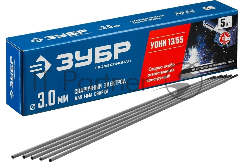 Электрод ЗУБР сварочный УОНИ 13/55 с основным покрытием, для ММА сварки, d 3.0 х 350 мм, 5 кг в коробке, Профессионал.