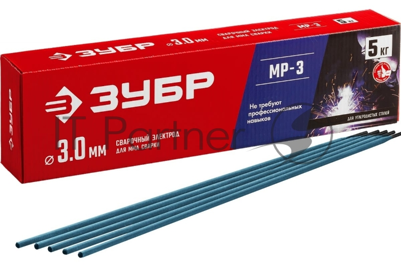Электрод ЗУБР сварочный МР-3 с рутиловым покрытием, для ММА сварки, d 3.0 х 350 мм, 5 кг в коробке.