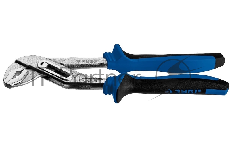 Клещи переставные Титан, хромированные, Сr-V, высокомощный коробчатый шарнир, маслобензостойкие рукоятки, 250мм, ЗУБР Профессионал