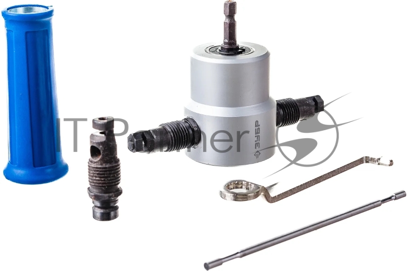 Насадка-ножницы ЗУБР СВЕРЧОК в металл. кейсе: для реза листового металла + запчасти.