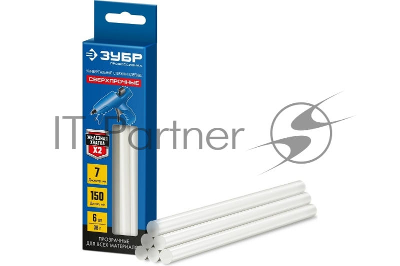 Прозрачные сверхпрочные клеевые стержни ЗУБР Профессионал, d 7 х 150 мм (7-8 мм) 6 шт. 38 г
