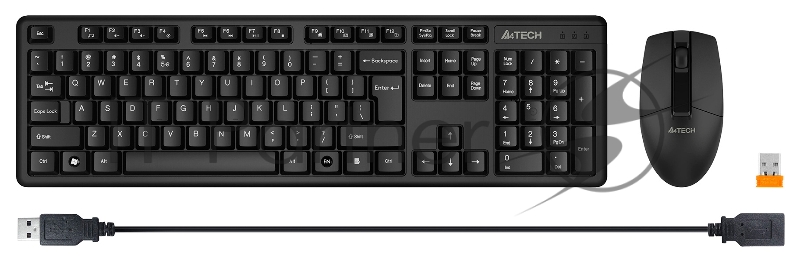 Клавиатура + мышь A4Tech 3330N клав:черный мышь:черный USB беспроводная Multimedia