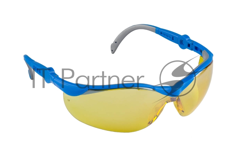 Очки ЗУБР Прогресс 9 Желтые, защитные открытого типа, регулируемые дужки.