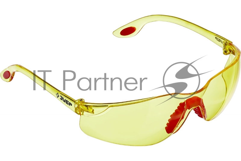 Очки ЗУБР Спектр 3 Желтые, защитные открытого типа, двухкомпонентные дужки.