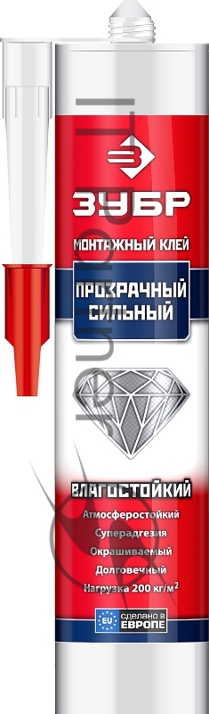 Клей монтажный ЗУБР, суперсильный, прозрачный, 300мл