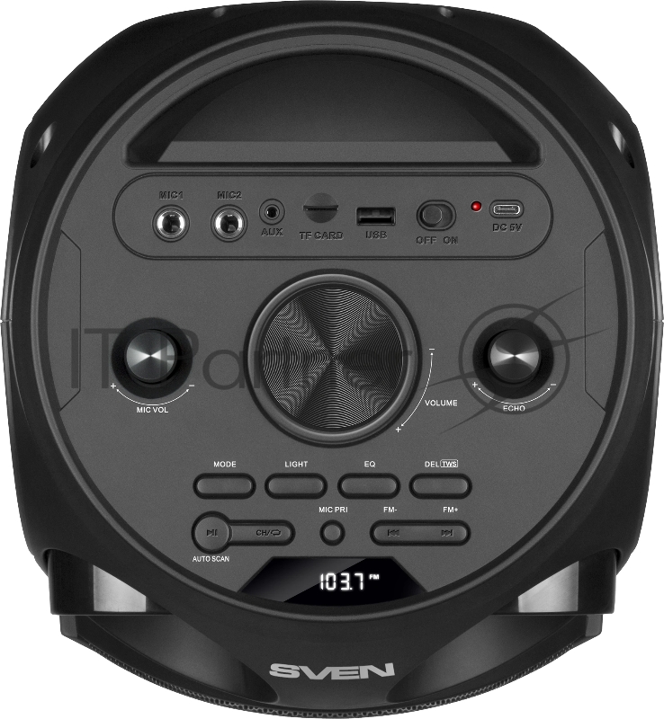 Колонка АС SVEN PS-750, черный (80 Вт, TWS, Bluetooth, FM, USB, microSD, LED-дисплей, 2х4400мА*ч)