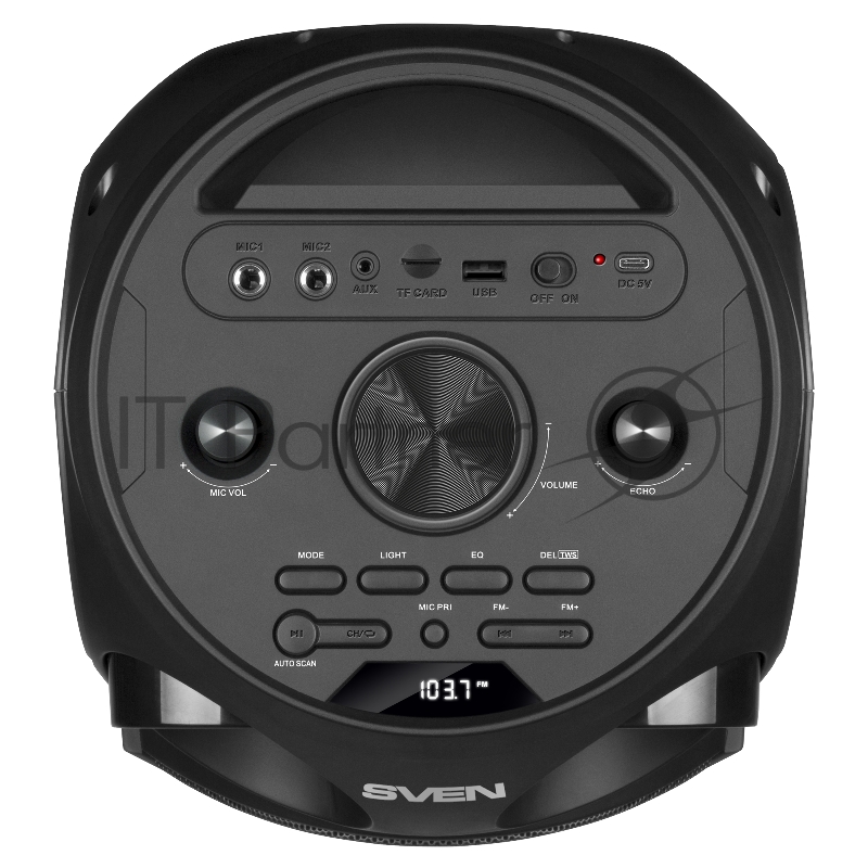 Колонка АС SVEN PS-750, черный (80 Вт, TWS, Bluetooth, FM, USB, microSD, LED-дисплей, 2х4400мА*ч)