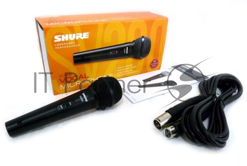 Микрофон динамический вокальный с выключателем и кабелем (XLR-XLR) SHURE SV200-A