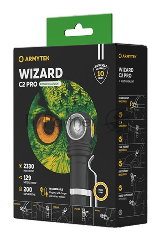 Мультифонарь светодиодный Armytek Wizard C2 Pro v4 Magnet USB+ABM01+18650, 2500 лм, холодный свет
