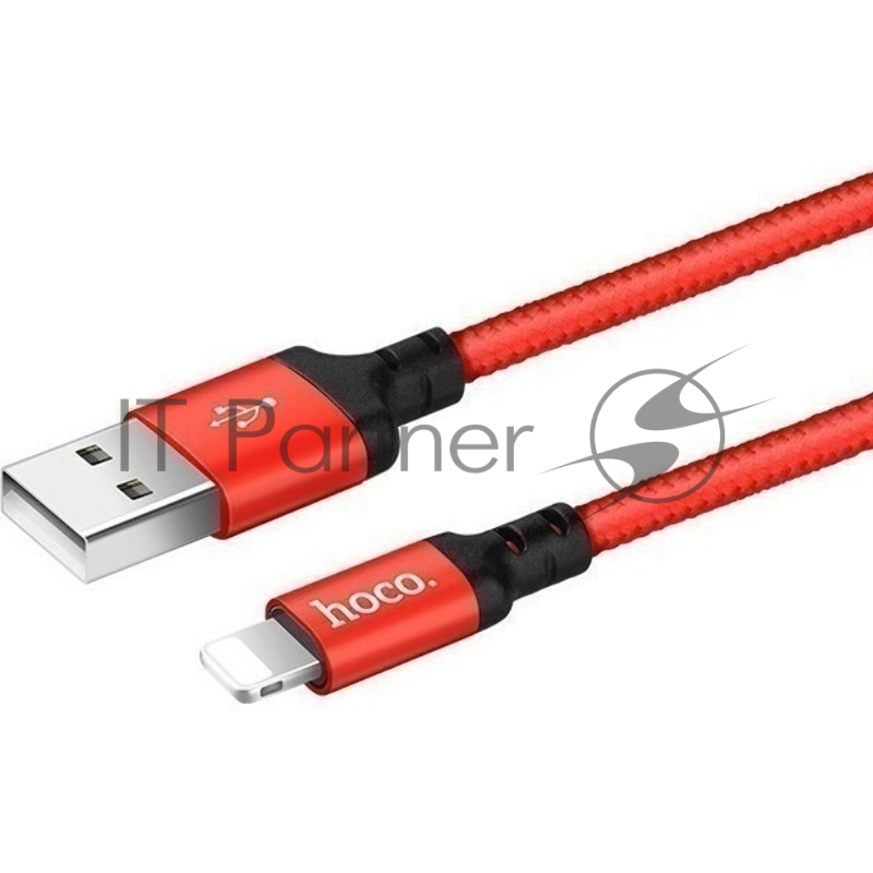 USB кабель Lightning/ HOCO HC-62837 X14/ 1m/ 2A/ Нейлон/ Red&Black