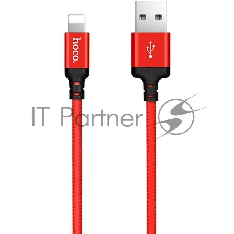 USB кабель Lightning/ HOCO HC-62837 X14/ 1m/ 2A/ Нейлон/ Red&Black