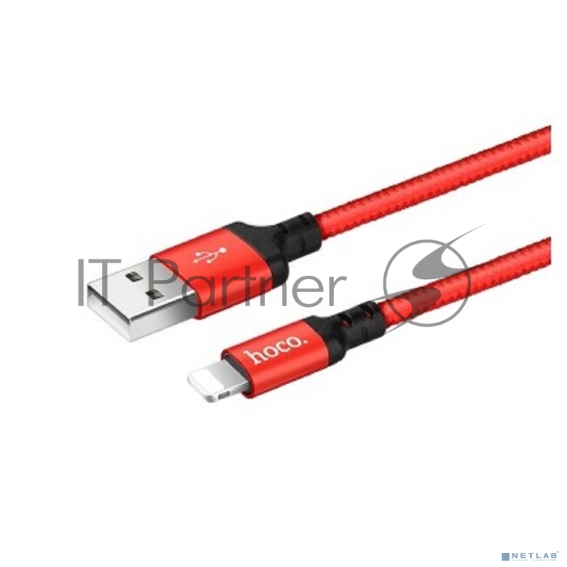 USB кабель Lightning/ HOCO HC-62837 X14/ 1m/ 2A/ Нейлон/ Red&Black