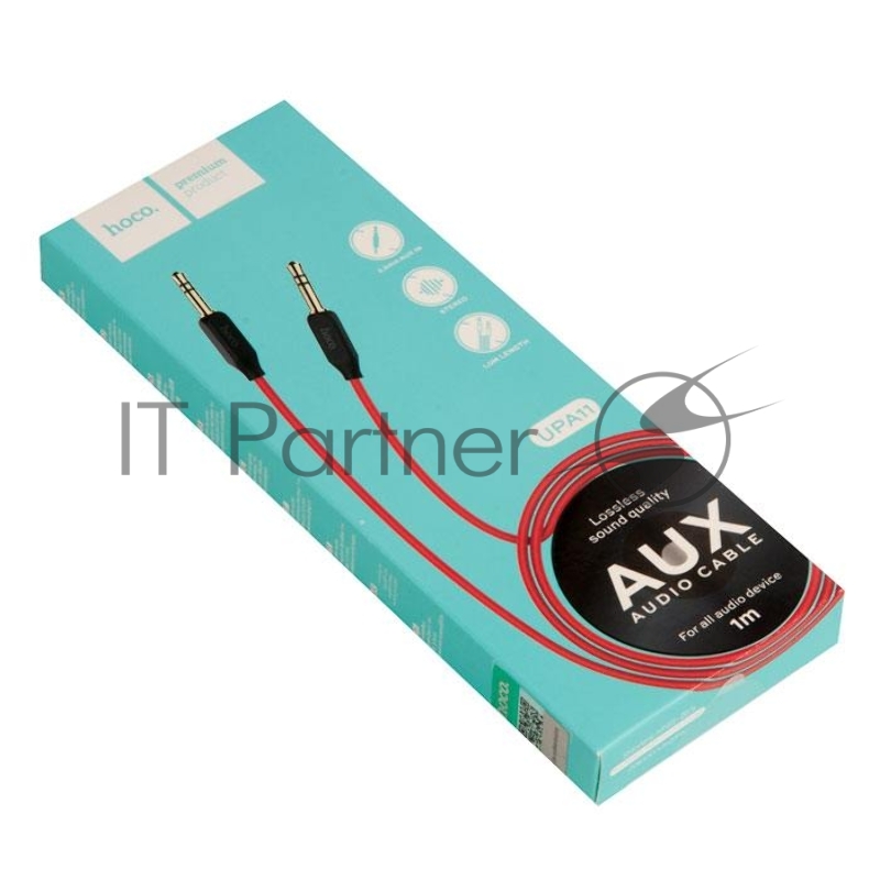 AUX аудио кабель/3.5 mm jack - 3.5 mm jack/ HOCO HC-79309 UPA11/ 1m/ позолоченные контакты/ Red