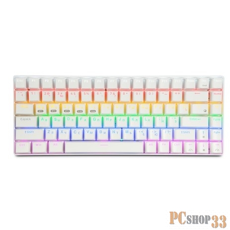 Клавиатура беспроводная механическая Gembird KBW-G520L (бел), BT 5.0/2,4 ГГц/USB, мет, переключатели Outemu Blue,