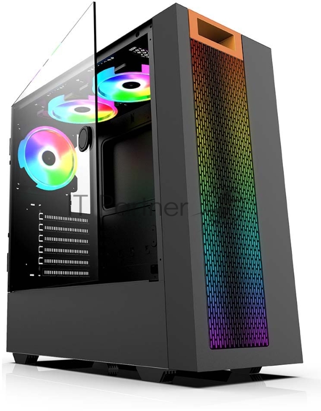 Корпус PC CASE HIPER HG304 ATOM (w/o PSU, USB+HD audio, 3*RGB front fan) BLACK
