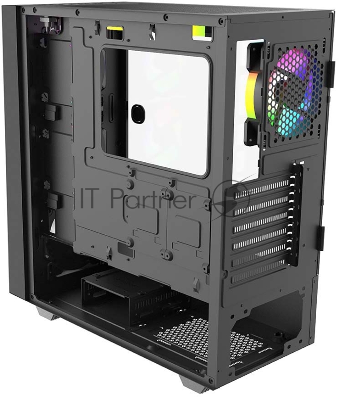 Корпус PC CASE HIPER HG304 ATOM (w/o PSU, USB+HD audio, 3*RGB front fan) BLACK