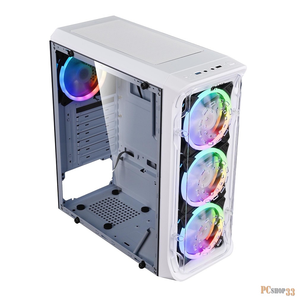 Корпус PC CASE HIPER MG100 WIND (w/o PSU, USB+HD audio, 1*RGB rear fan, 3*RGB front fan) BLACK