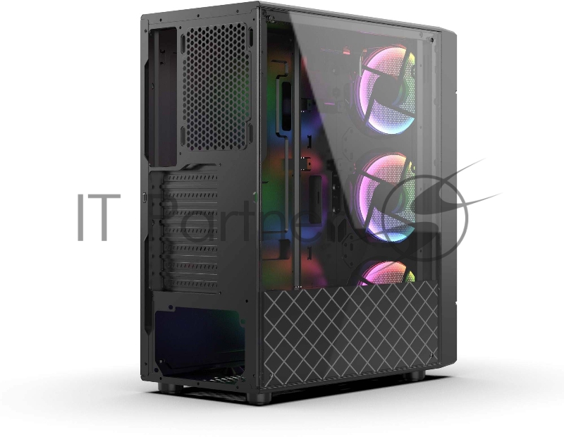 Корпус PC CASE HIPER XG300 POLARIS (w/o PSU, USB+HD audio, 3*RGB front fan) BLACK