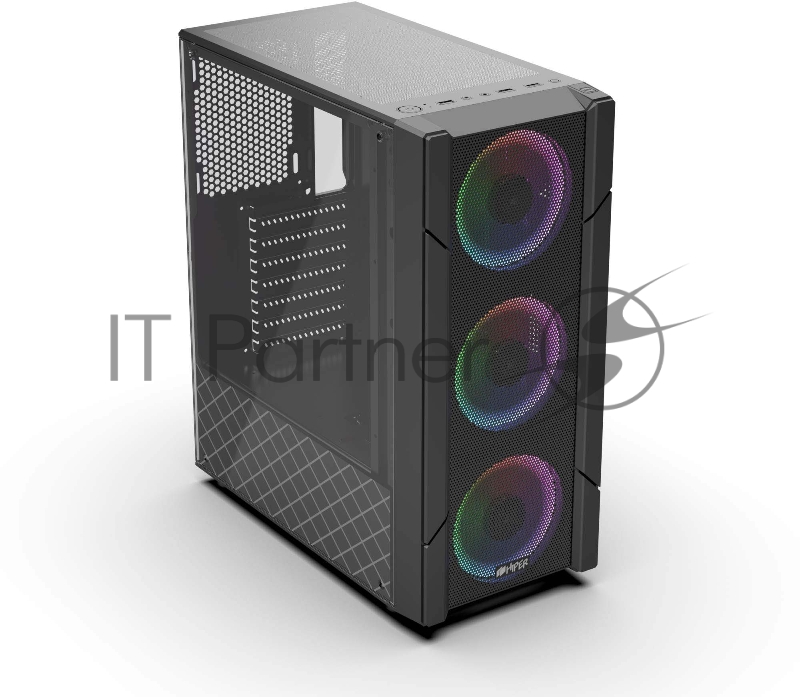 Корпус PC CASE HIPER XG300 POLARIS (w/o PSU, USB+HD audio, 3*RGB front fan) BLACK