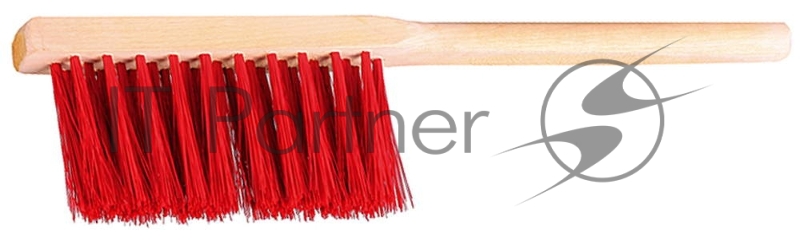 Щетка-сметка, искусственная щетина, трехрядная, деревянный корпус, 320мм