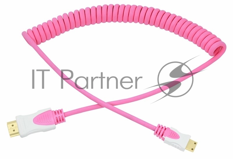 Шнур mini HDMI - HDMI, длина 2 метра, розовый, витой (GOLD) REXANT