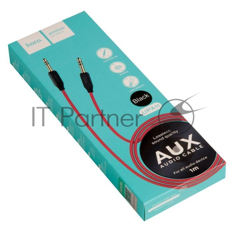 AUX аудио кабель/3.5 mm jack - 3.5 mm jack/ HOCO HC-79293 UPA11/ 1m/ позолоченные контакты/ Black