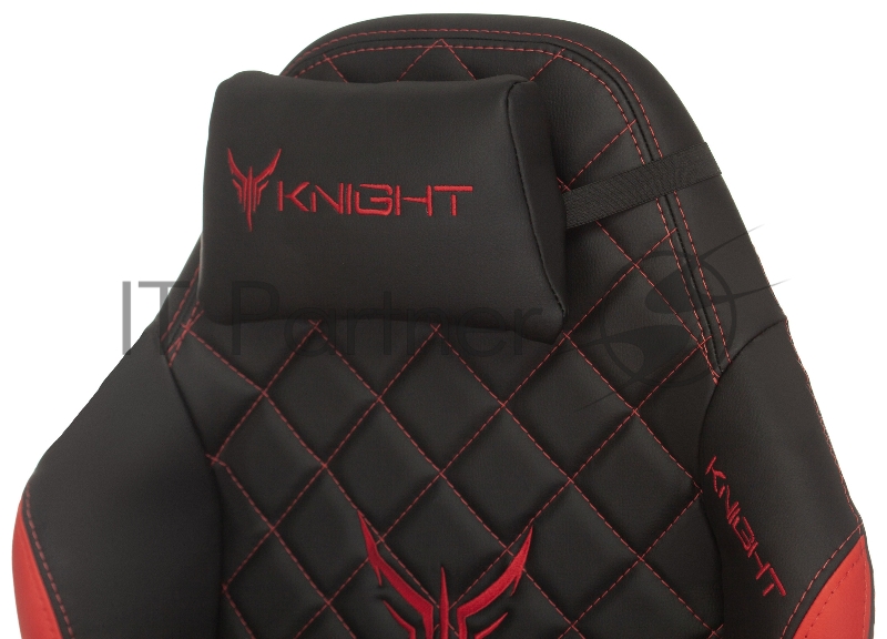 Кресло игровое Knight EXPLORE черный/красный ромбик эко.кожа с подголов. крестовина металл