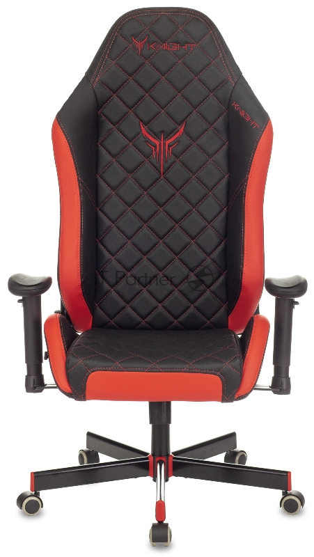 Кресло игровое Knight EXPLORE черный/красный ромбик эко.кожа с подголов. крестовина металл