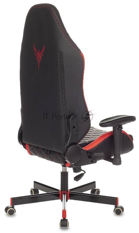 Кресло игровое Knight EXPLORE черный/красный ромбик эко.кожа с подголов. крестовина металл