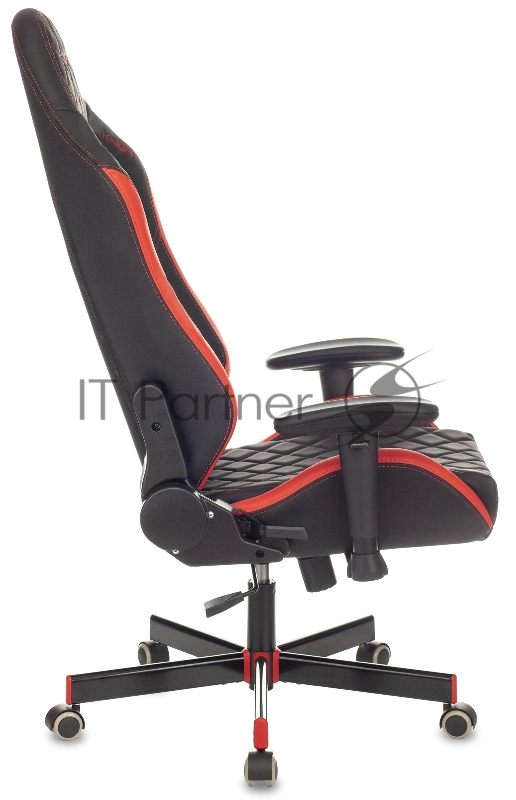 Кресло игровое Knight EXPLORE черный/красный ромбик эко.кожа с подголов. крестовина металл