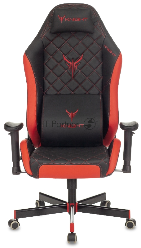 Кресло игровое Knight EXPLORE черный/красный ромбик эко.кожа с подголов. крестовина металл