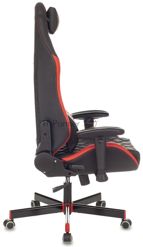 Кресло игровое Knight EXPLORE черный/красный ромбик эко.кожа с подголов. крестовина металл
